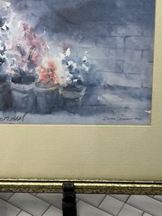 Vtg Signed Original Watercolor Painting Pansies Framed 11.75×16” Signed