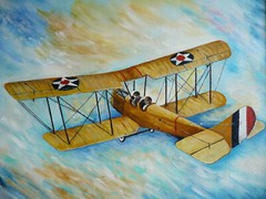 Mystery Artist, AVIATION OIL PAINTING 1917 CURTISS JENNY VINTAGE AVIATION ART
