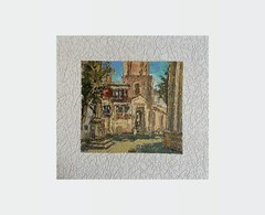 Oil painting Lviv Armenian Cathedral Ukrainian painter fiberboard original art