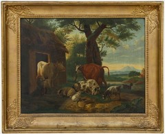 Framed Early 19th Century Oil – Livestock at Rest