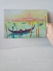 Venice Impasto Painting Original Art Impression Oil Painting 7.8 x 11.8 in