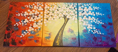 Plum Blossoms Flower Tree Oil Painting On Canvas Contemporary Wall Art 3 Piece