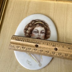 Jayne Collinge Signed Hand Painted Porcelain Portrait Lady Woman Framed & Matted
