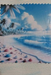 Beach Seascape Original Mixed Media COA 8×8 GAT PAINTINGS Sea Shells Ocean Decor