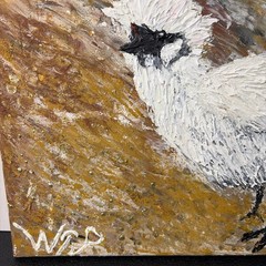 Original Painting Of Silkie Chicken 12”x 12” Acrylic Whimsical Art Textured