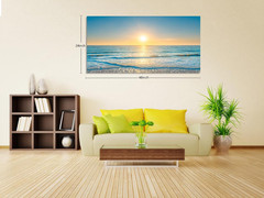 Wall Art Canvas Painting Blue Sea Beautiful Seascape 1 Piece Ocean Sunset Waves