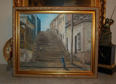 FRAMED ORIGINAL OIL CALLE DE PADRE PICO, SANTIAGO DE CUBA ARTIST: HECTO VIDAL