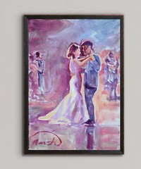Original Abstract Wedding 11×14 Impressionist Painting Acrylic Canvas Signed