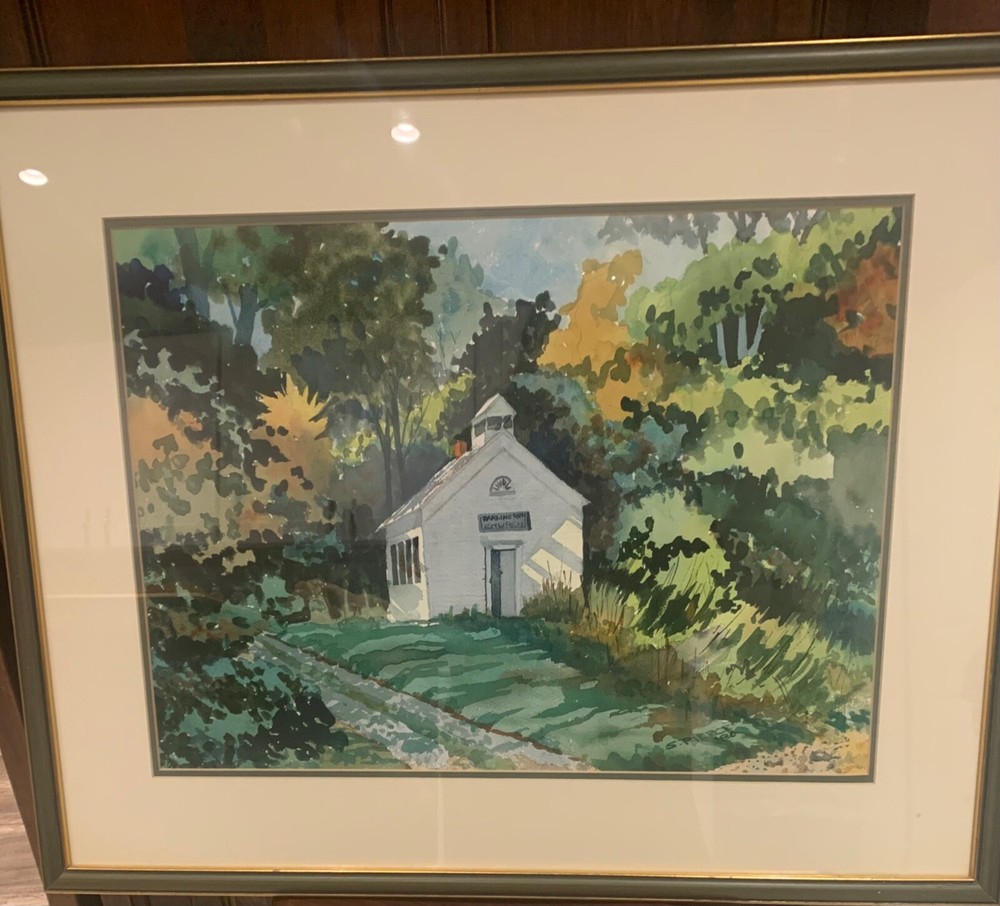 VTG Watercolor Painting. landscape, Framed, Signed W/ Glass 28.25″ x 23 „