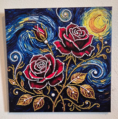 Abstract Roses Floral Canvas Painting, Unframed Nature Flowers Wall Art