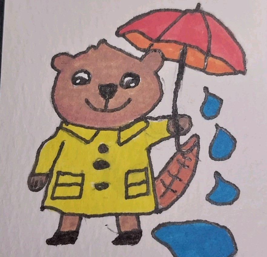 Original Painting Squirrel Umbrella Art By GAT