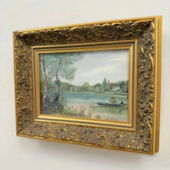 Traditional Landscape Oil Painting „Ornate Frame“ Expressive Small Art