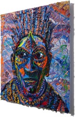 AFRICAN MASK OIL█PAINTING REALISM ART█SIGNED VINTAGE ORIGINAL█EXPRESSIONIST POP█