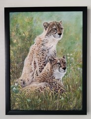Original Cheetahs Mixed Media 18 x 24 Canvas Wall Painting