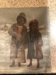 Antique African American painting L.V FARMER OLD RARE