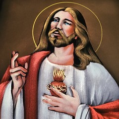 Vtg Black Velvet Jesus Christ Sacred Heart Painting 23″ x 19″ Made In Mexico