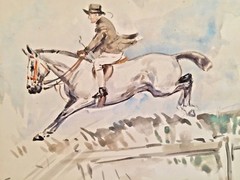 Listed Artist Diana Thorne (1895-1963) Signed Watercolor 1936 „Over Jump“