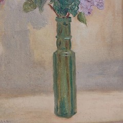 VTG Expressionist Still Life Flowers In Bottle Painting FRAMED 13X17