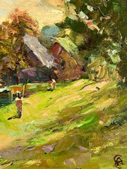Oil painting Hill Ukrainian painter canvas Unframed original Decor landscape