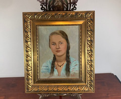 Girl Portrait Woman Painting Oil Canvas 1920-40 Signed New Objectivity