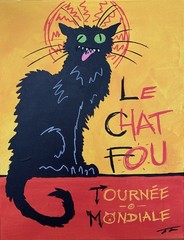 Black Cat Retro Poster Original Art 14×11 Canvas