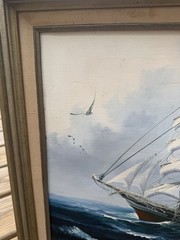 ‘Tall Ship at Sea’ Original Oil Painting by K. Maskell