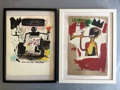 2 X Jean Michel Basquiat Original Painting Drawings Graffiti Street Art NYC F67
