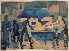 Herman Kvasnica: Workers in Factory 1947 / Slovakian Czech Modernism Post-War