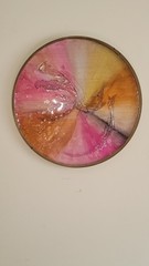 Ombre Low Relief Painting Wall Art Original Abstract Pinks And Yellows & Orange