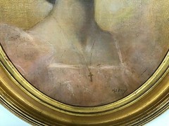 Edwardian Era GILT FRAMED 21″x 25″ OIL ON CANVAS BOARD GIRL PORTRAIT PAINTING