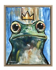 Atherton 11×14 Original Expressionism Acrylic Painting „Blue Frog Prince“ signed