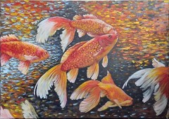 goldfish Wall Decor Realistic Original Hand Oil impasto Painting Animal Wall Ar