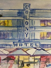 COLONY HOTEL | Watercolor Painting South Beach Miami Florida Art K C Jones