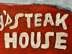 Sky blue red acrylic ink „Steak House“ Limited 1/1 8×10″ signed by artist
