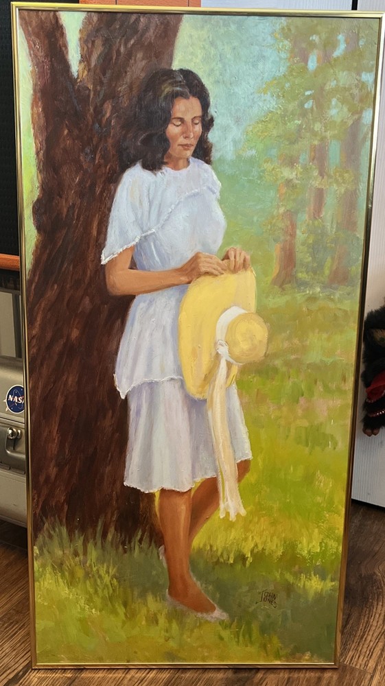 Artist John Jones original oil on Board – „Sunday Southern Belle“ 15X30