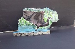 Crane In Flight Acrylic on Granite w/ Base, Realism, Signed by Artist, 2000-now