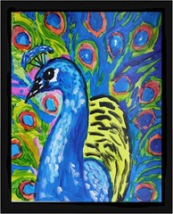 Abstract/Expressionism Peacock 11×14 One of a Kind Colorful Art Painting