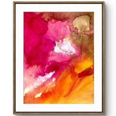 TITA PAINTZ Pink Yellow Modern Abstract Art Handmade Original Painting 9×12