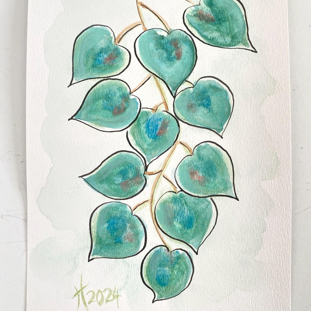 Eucalyptus Love Original Watercolor Painting Matted 8x10in Frame Ready Wall Art