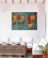 64”X44” Mark Little original canvas ￼painting OOAC Acrylic,Abstract,southwest XL