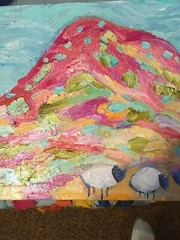 Southwest Hills With Grazing Sheep An Acrylic Original Painting 16”x12”x1.5”