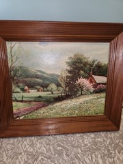 Wood Framed Landscape Signed By Robert Wood Approximately 8 X 10 Painting