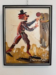 1980 Morris Katz (1931–2010) Original Oil Painting Clown Impasto Palette Knife