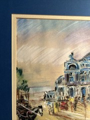 Pastel Chalk Original Artist Signed Paris Palais Garnier/Paris Opera House
