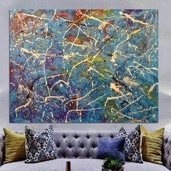 Pollock/Richter style￼ Profession￼al Painting 81” X 62”(6ft 9in)Abstract Modern