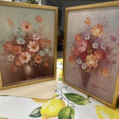 Robert Cox & Jenkins paintings in 13×17 frames Original oil on canvas. Flowers