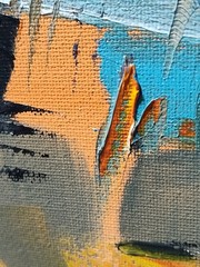 Original oil painting, Abstraction, Landscape, Comtemporary art, City, Orange