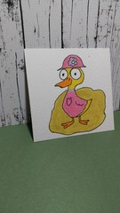 FOLK ART ORIGINAL PAINTING 3×3 OOAK MINIATURE DUCK COTTAGECORE GAT