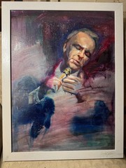 John Reilly (1942 – 2021) „Portrait Of Frank Sinatra“ Oil Painting – Framed