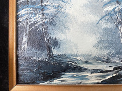 Vtg Original Acrylic Forest Creek Painting Picture Framed Signed 14″ x 16″